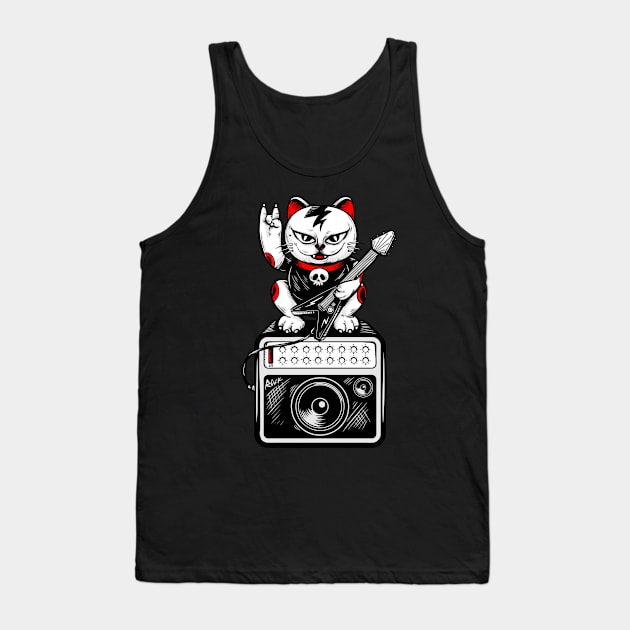 Rock Cat Tank Top by D3monic